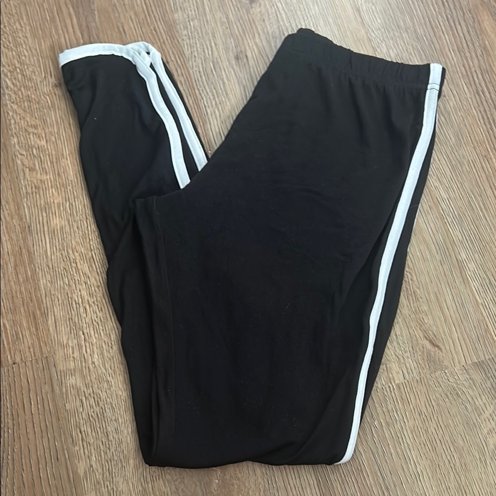 Black Leggings with White Stripes